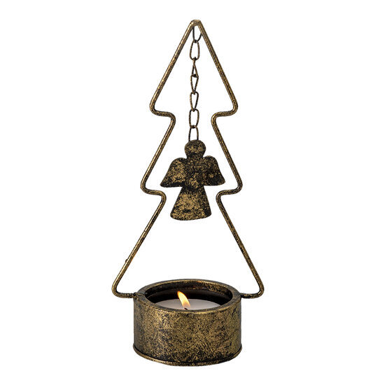 Clayre & Eef | Kandelaar Kerstboom Koperkleurig 10x8x24 cm | 6Y4512