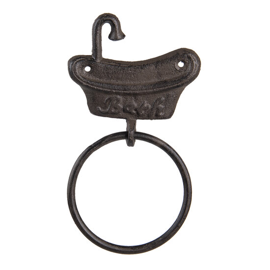 Clayre & Eef | Handdoekhouder Badkuip Bruin 12x2x22 cm | 6Y4574