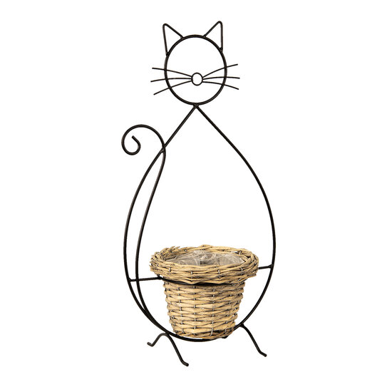 Clayre & Eef | Bloempot Binnen Kat Zwart 27x16x52 cm | 6Y4705