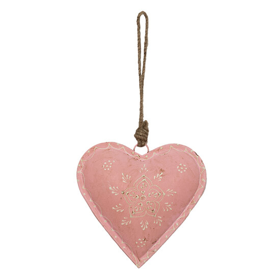Clayre & Eef | Decoratie hanger Hart Roze 14x4x14 cm | 6Y4813L