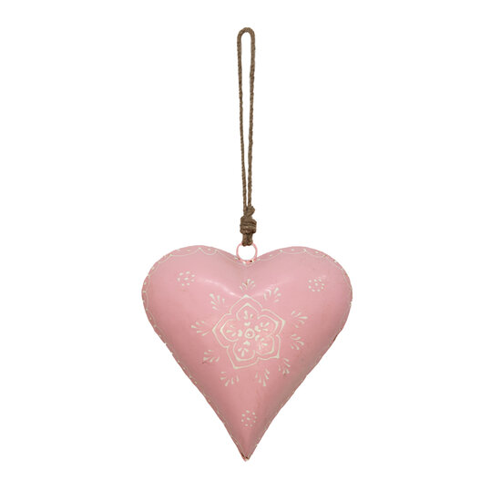 Clayre & Eef | Decoratie hanger Hart Roze 20x6x20 cm | 6Y4814L