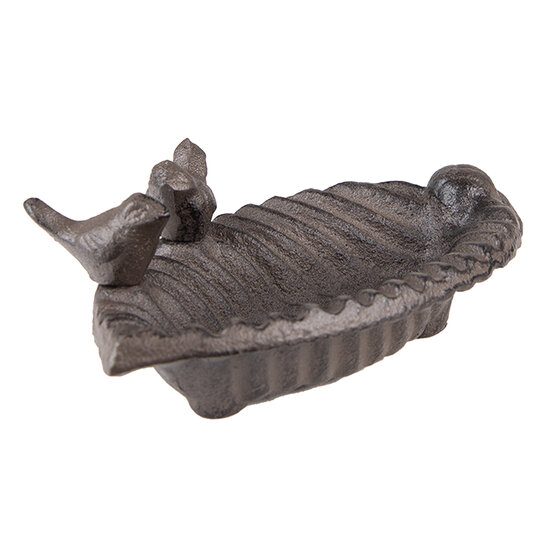 Clayre & Eef | Vogelbad Blad Bruin 19x10x5 cm | 6Y5286