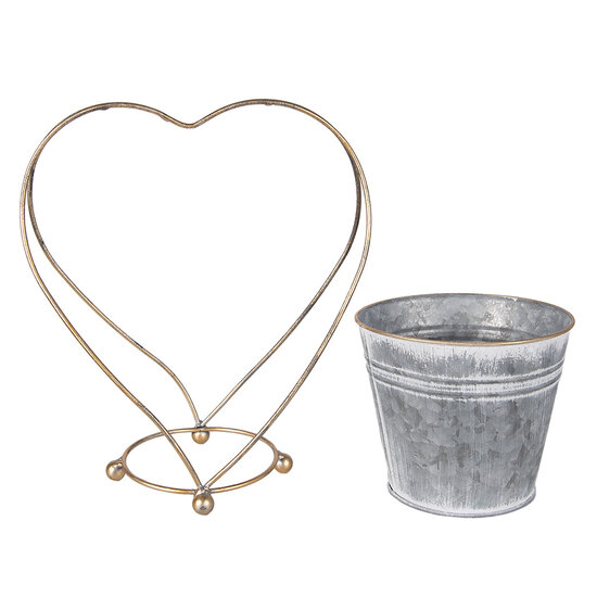 Clayre & Eef | Planthouder Grijs Goudkleurig 25x16x29 cm | 6Y5469