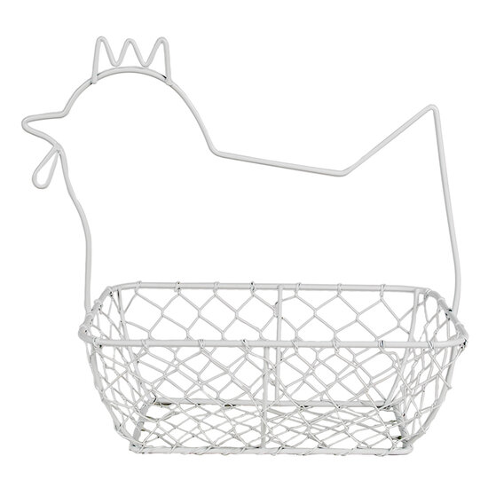 Clayre & Eef | Paas Mandje Kip Wit 27x16x27 cm | 6Y5482
