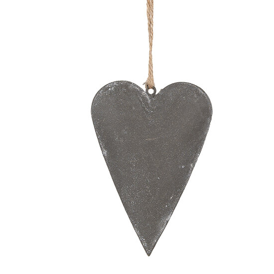 Clayre & Eef | Decoratie hanger hart Grijs 11x2x8 cm | 6Y5569S