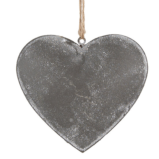Clayre & Eef | Decoratie hanger hart Grijs 11x2x10 cm | 6Y5572
