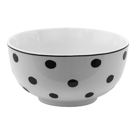 Clayre & Eef | Soepkom Wit, Zwart ø 14x7 cm / 500 ml | BDBO