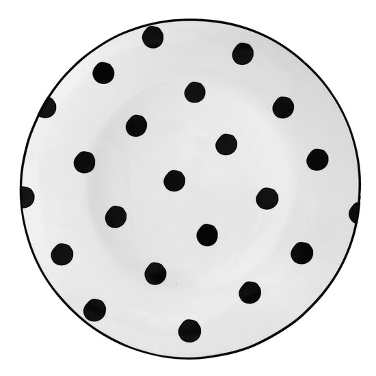 Clayre & Eef | Servies Groot Bord Wit, Zwart ø 26x2 cm | BDFP