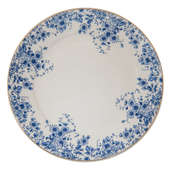 Clayre & Eef | Servies Ontbijtbord Wit, Blauw ø 21x2 cm | BFLDP
