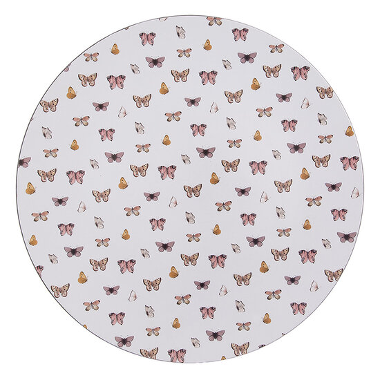 Clayre & Eef | Onderbord Wit Roze ø 33x1 cm | BPD85