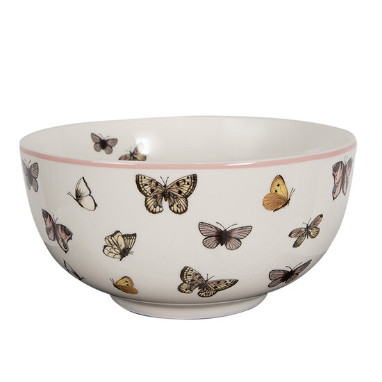 Clayre & Eef | Soepkom Wit Roze ø 14x7 cm / 500 ml | BPDBO