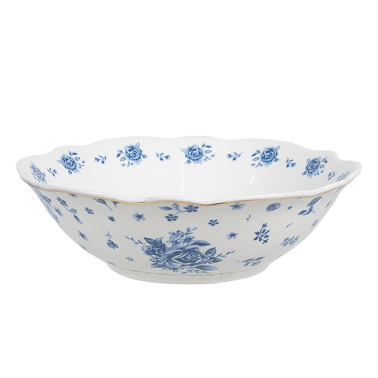 Clayre & Eef | Soepkom Wit Blauw ø 15x5 cm / 350 ml | BRBBO