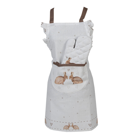 Clayre & Eef | Ovenhandschoen kind Beige Bruin 12x21 cm | BSLC44K