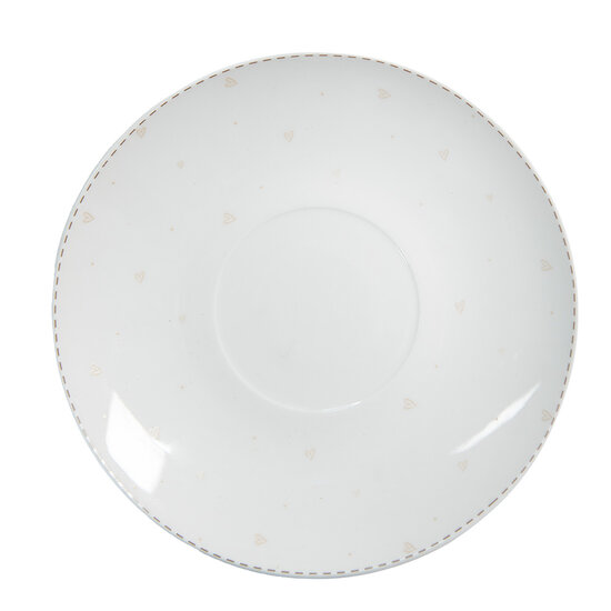 Clayre & Eef | Kop en schotel Wit Bruin 12x9x6 cm / ø 14x2 cm / 250 ml | BSLCKS