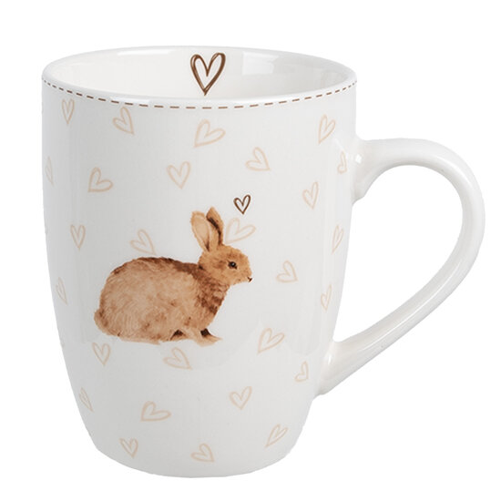 Clayre & Eef | Mok Wit Bruin 12x8x10 cm / 350 ml | BSLCMU
