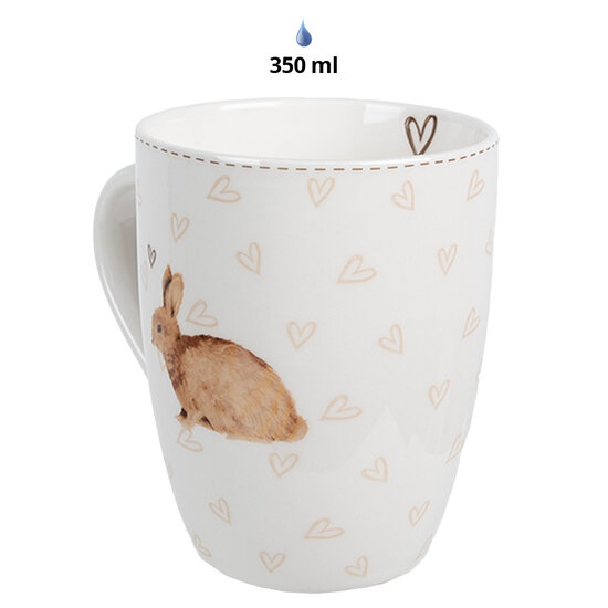 Clayre & Eef | Mok Wit Bruin 12x8x10 cm / 350 ml | BSLCMU
