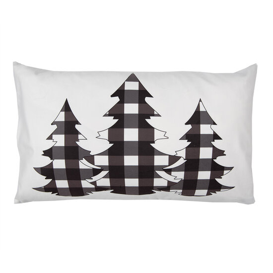 Clayre & Eef | Kussenhoes Wit Zwart 30x50 cm | BWX36-5