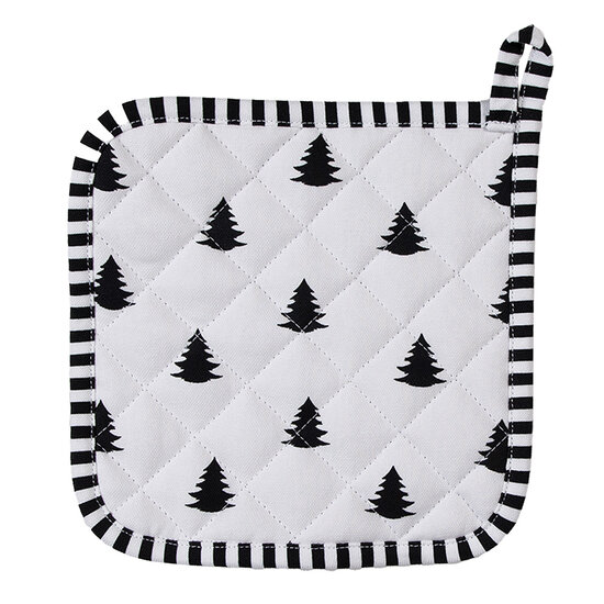 Clayre & Eef | Pannenlap Wit, Zwart 20x20 cm | BWX45