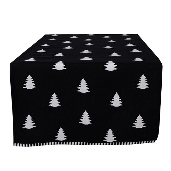 Clayre & Eef | Tafelloper Zwart, Wit 50x140 cm | BWX64