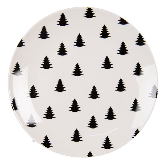 Clayre & Eef | Ontbijtbord Beige Zwart ø 20x2 cm | BWXDP