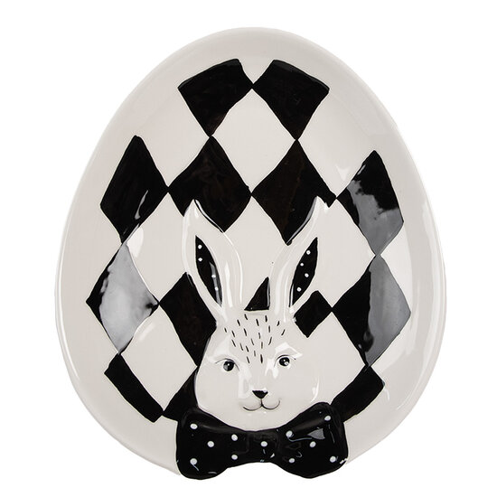 Clayre & Eef | Servies Dinerbord Wit, Zwart 21x18x4 cm | CBDP