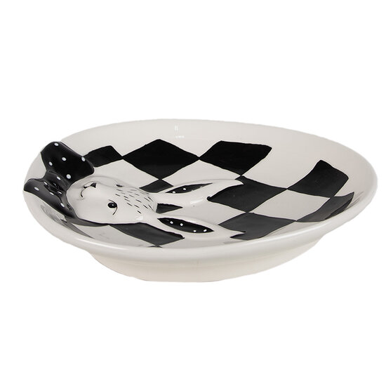 Clayre & Eef | Servies Dinerbord Wit, Zwart 21x18x4 cm | CBDP