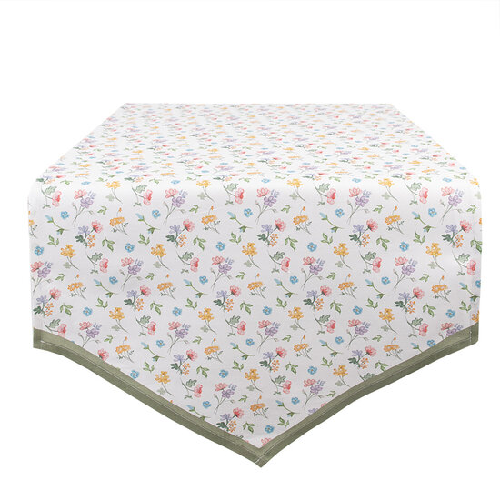 Clayre & Eef | Tafelloper Wit, Roze, Groen 50x160 cm | CFL65