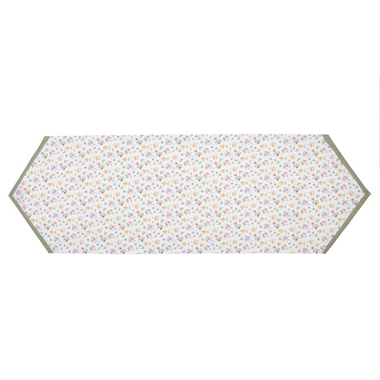 Clayre & Eef | Tafelloper Wit, Roze, Groen 50x160 cm | CFL65