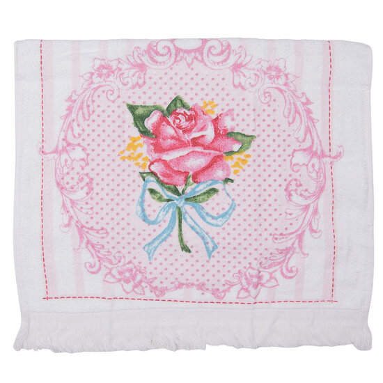 Clayre & Eef | Gastendoekje Wit, Roze, Groen 40x66 cm | CT026