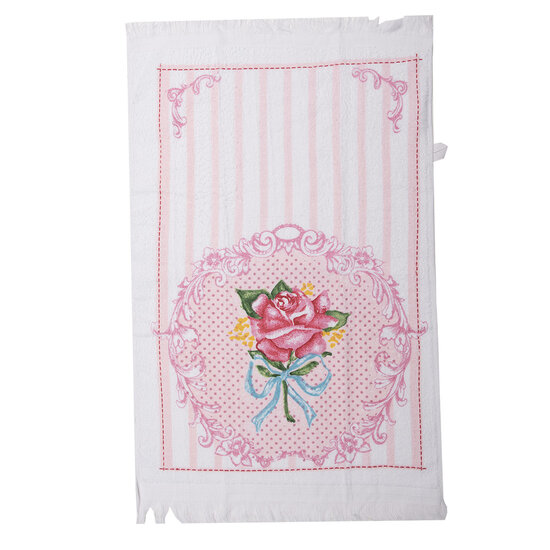 Clayre & Eef | Gastendoekje Wit, Roze, Groen 40x66 cm | CT026