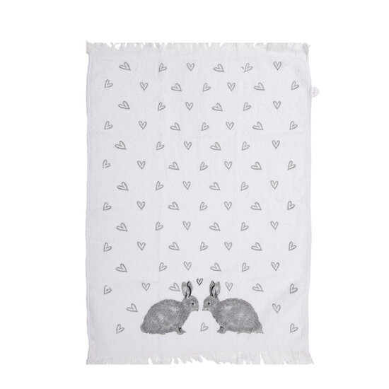 Clayre & Eef | Gastendoekje Wit Grijs 40x66 cm | CTBSL2
