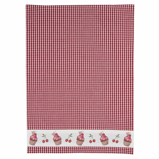 Clayre & Eef | Theedoek Rood, Wit 50x70 cm | CUP42-1