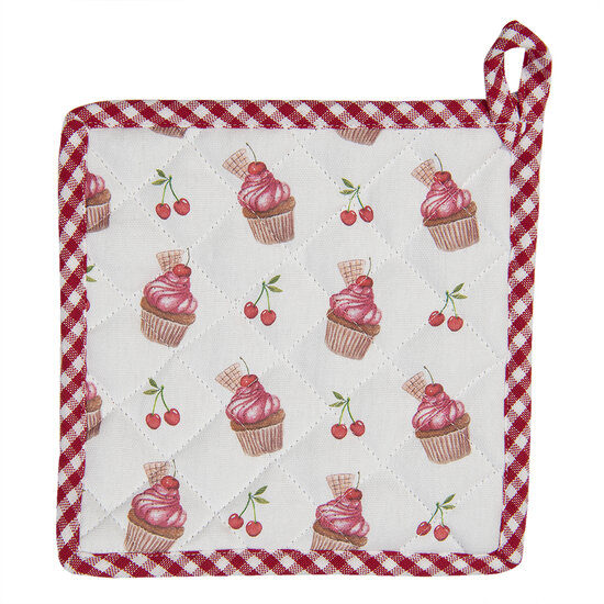 Clayre & Eef | Pannenlap Rood, Wit 20x20 cm | CUP45