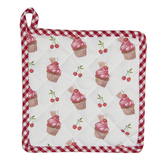 Clayre & Eef | Pannenlap Rood, Wit 20x20 cm | CUP45