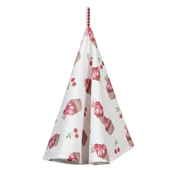 Clayre & Eef | Theedoek Rood, Wit ø 80 cm | CUP48