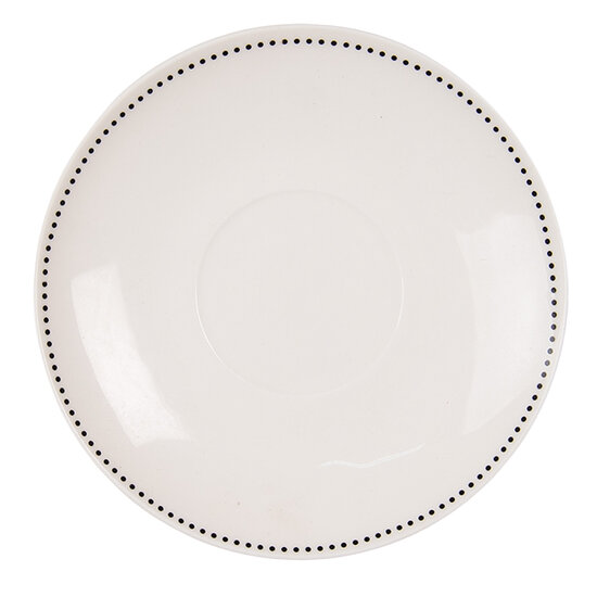 Clayre & Eef | Kop en schotel Beige Zwart 12x9x6 cm / ø 14x2 cm / 200 ml | FAFKS