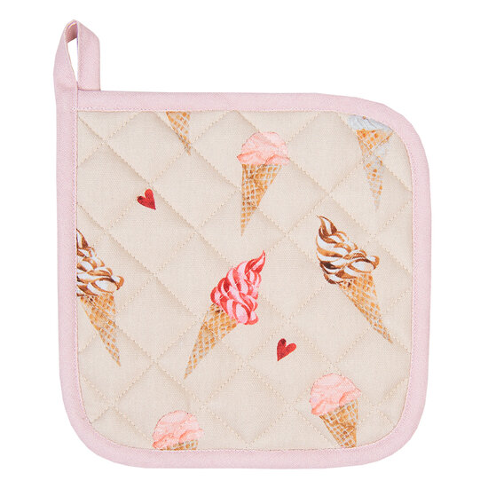 Clayre & Eef | Pannenlap Beige Roze 20x20 cm | FAS45