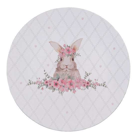 Clayre & Eef | Onderbord Wit Bruin ø 33x1 cm | FEB85-1