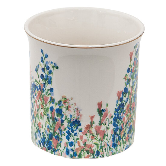 Clayre & Eef | Mok Wit, Blauw 12x9x9 cm / 330 ml | FISMU