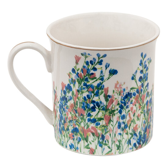 Clayre & Eef | Mok Wit, Blauw 12x9x9 cm / 330 ml | FISMU