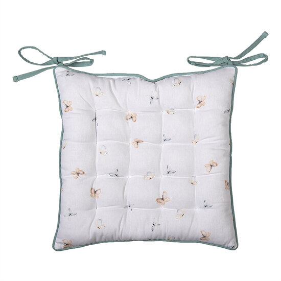 Clayre & Eef | Stoelkussen Foam Wit, Groen 40x40x4 cm | FOB29