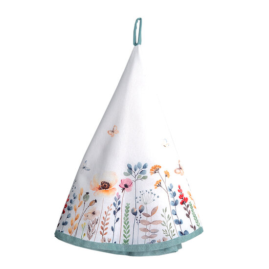 Clayre & Eef | Theedoek Wit, Groen, Rood ø 80 cm | FOB48