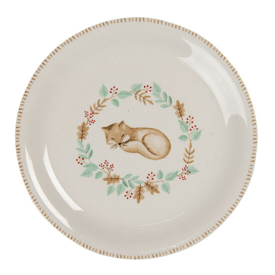 Clayre & Eef | Servies Ontbijtbord Beige Bruin ø 20x2 cm | FXDP