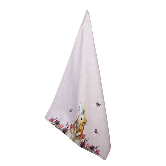 Clayre & Eef | Theedoek Roze, Beige 50x70 cm | HBU42