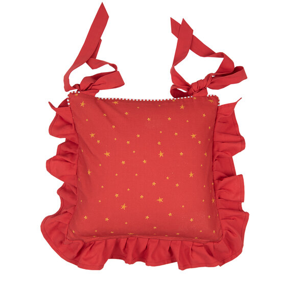 Clayre & Eef | Kussenhoes Stoelkussen Wit Rood 40x40 cm | HLC25