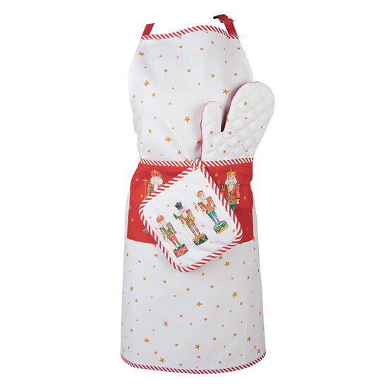 Clayre & Eef | Keukenschort Wit Rood 70x85 cm | HLC41