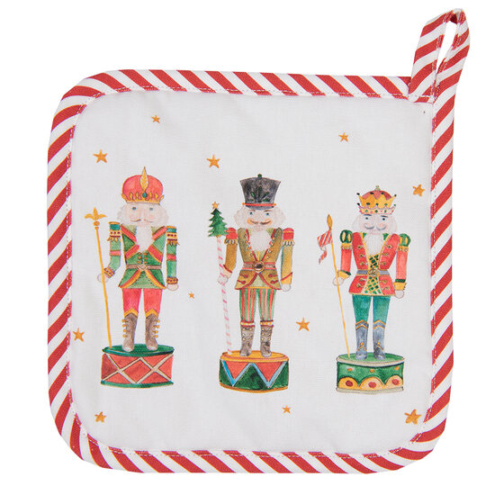 Clayre & Eef | Kind Pannenlap Wit Rood 16x16 cm | HLC45K