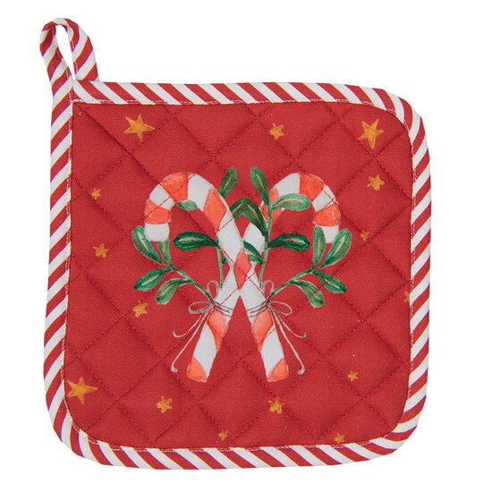 Clayre & Eef | Kind Pannenlap Wit Rood 16x16 cm | HLC45K