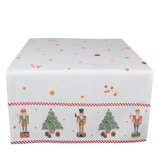 Clayre & Eef | Tafelloper Kerst Wit Rood 50x140 cm | HLC64