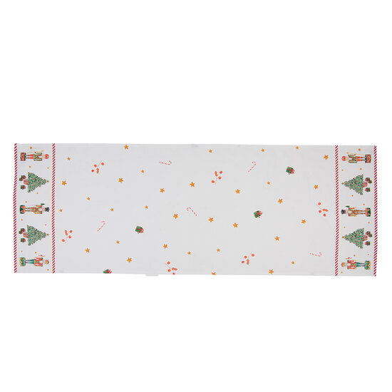 Clayre & Eef | Tafelloper Kerst Wit Rood 50x140 cm | HLC64